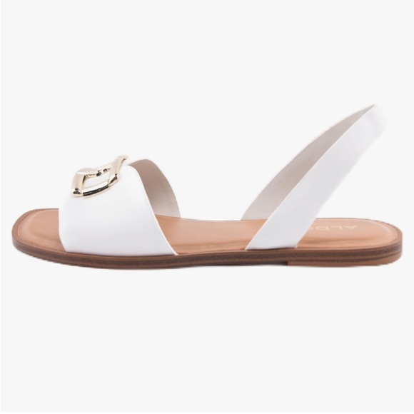ALDO Women's White Sandals with Gold Accent Size US 11 - Picture 2 of 7